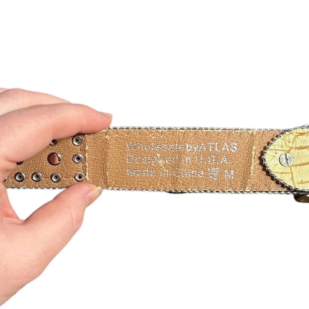 Rhinestone Western Belt‎ Star Studded Croc Print